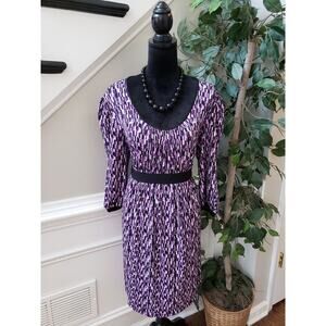 Motherhood Shift Dress Women's Size XL Purple & Black Round Neck Long Sleeve